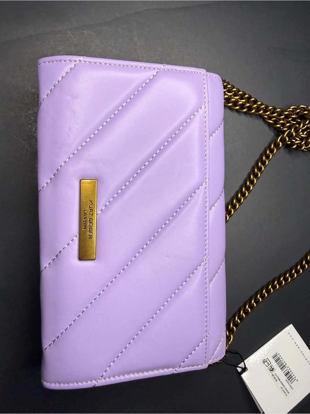 NWT Kurt Geiger London Lilac Quilted Eagle Head Crossbody/Wallet - Picture 7 of 13